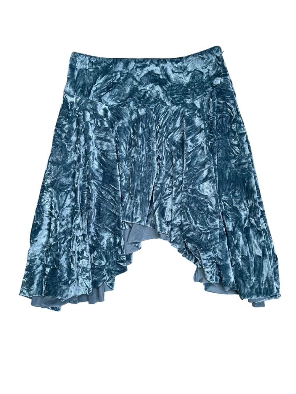 Silence + Noise Blue Crushed Velvet Handkerchief Skirt Medium Festival Boho - Picture 2 of 5